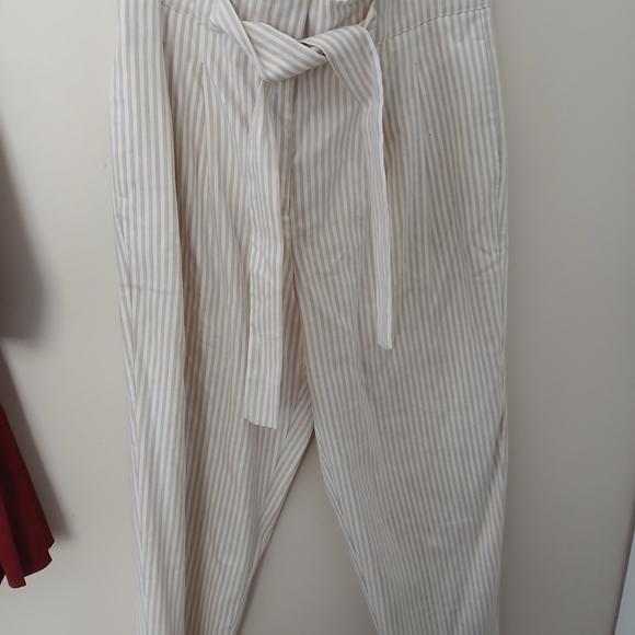 Anne Klein Pants - Anne Klein White Striped Trousers